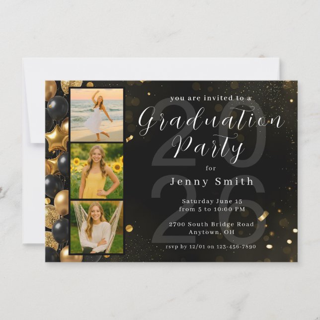 Photo Collage Graduation Party Invitation Inbjudningar (Framsida)