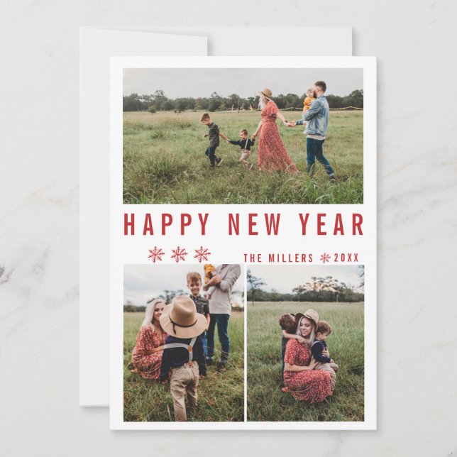 Photo Collage Happy New Year Holiday Cards Julkort (Framsida)