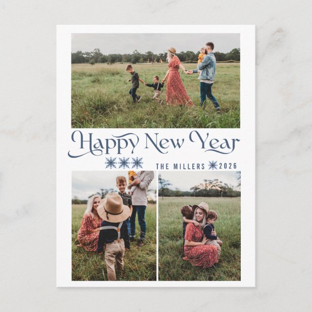 Photo Collage Happy New Year Holiday Postcards Helg Vykort (Framsida)