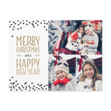 Photo Collage Helgdag Card Design White Black Guld