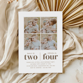 Photo Collage Joint Birthday Inbjudningar