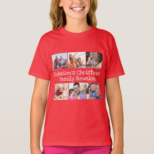 Photo Collage jul Family Reunion Girls T Shirt (Framsida)