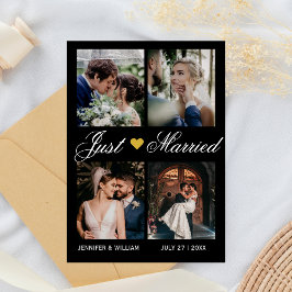 Photo Collage Just Married Wedding Announcement Inbjudningar