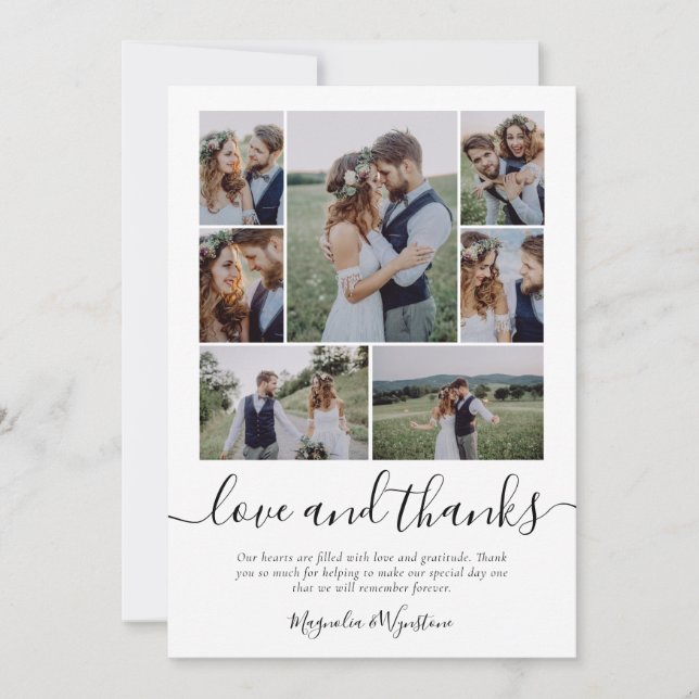 Photo Collage Kärlek och tack Bröllop Tack Ca Kort (Framsida)