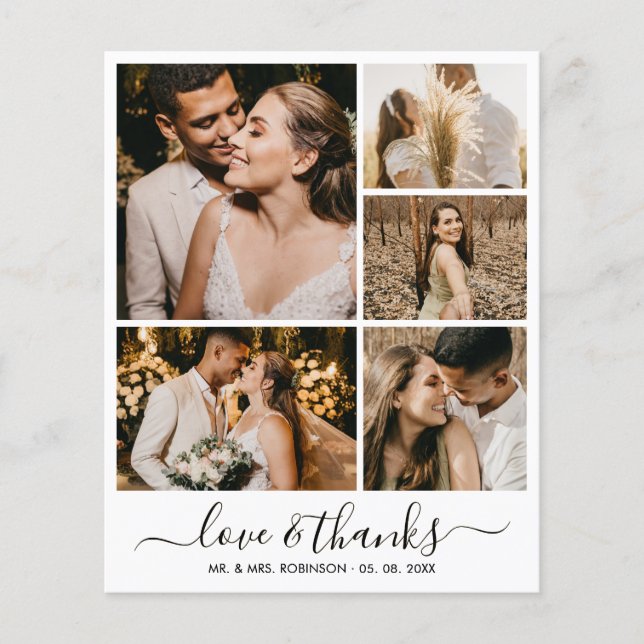 Photo Collage Love and Thanks Wedding Thank You  (Framsida)