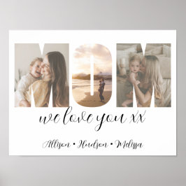 Photo Collage Mamma Mors dag Gift med Kids Namn Poster
