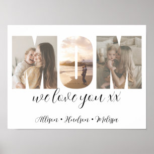 Photo Collage Mamma Mors dag Gift med Kids Namn Poster