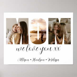 Photo Collage Mamma Mors dag Gift med Kids Namn Poster