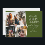 Photo Collage Merriest jul Red and White Inbjudningar<br><div class="desc">Sprid helgdag cheer med vår personlig julkort med en festiv fotokollage! Den här eleganten visar tre av dina favoritfoton som är inramade i ett klassiskt rött och vitt färg-schema. Perfekt för att dela speciella minnen med familj och vänner. Med detta kort kombineras modernt stil med en tidlös helgdag. Anpassa meddelandet...</div>