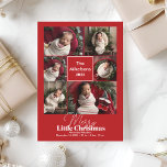 Photo Collage Merry Little jul Julkort<br><div class="desc">Gratulera till din lilla födelse med vårt meddelande om julafton. Den här eleganten gör att du kan glädjen i din nyfödds ankomst under festsäsongen och blanda julens värme med babyens upphetsning första ögonblick. Meddelandet har en vacker layout där ditt favoritfoto går i centrum, omgivet av subtila helgdag. Perfekt för att...</div>