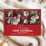 Photo Collage Merry Little jul Julkort<br><div class="desc">Gratulera till din lilla födelse med vårt meddelande om julafton. Den här eleganten gör att du kan glädjen i din nyfödds ankomst under festsäsongen och blanda julens värme med babyens upphetsning första ögonblick. Meddelandet har en vacker layout där ditt favoritfoto går i centrum, omgivet av subtila helgdag. Perfekt för att...</div>