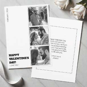 Photo Collage Modern Black and White Valentine Julkort