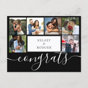 Photo Collage Modern Gratulerar Black and White Vykort