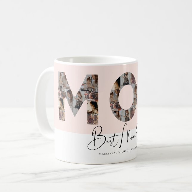 Photo Collage Modern Script med bästa Mamma någons Kaffemugg (Framsida vänster)
