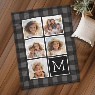 Photo Collage - Monogram Grått Black Buffalo Play Fleecefilt