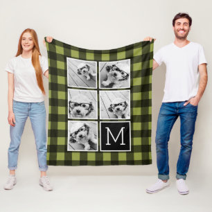Photo Collage - Monogram Olive Black Buffalo Play Fleecefilt