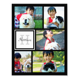 Photo Collage Monogram Print, Fem Bilder Fototryck