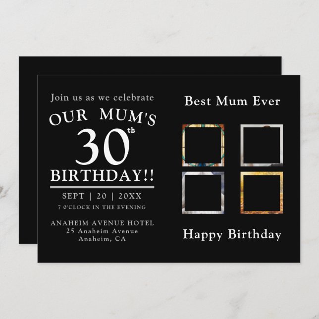 Photo Collage Morsa 30års födelsedag Party Inbjudningar (Fram/baksida)