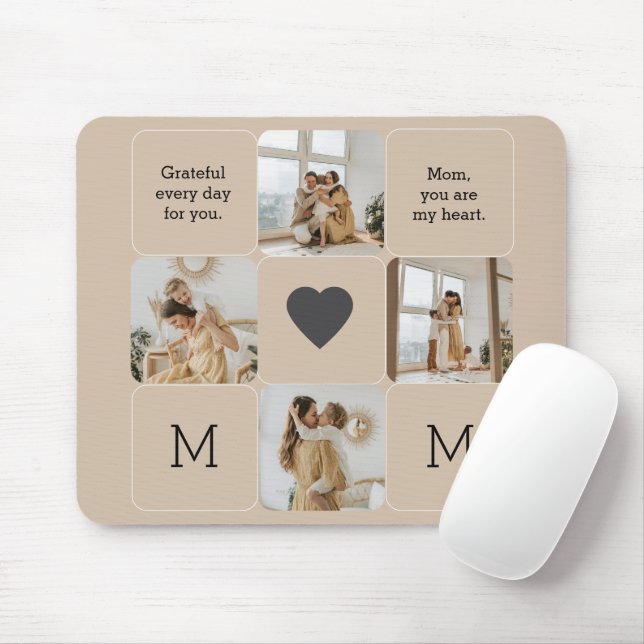 Photo Collage Mousepad med Anpassningsbar Message  Musmatta (Med mus)