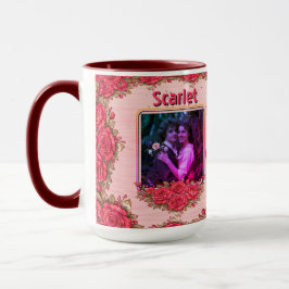 Photo Collage  Name Valentine's Day Floral Coffee Mugg