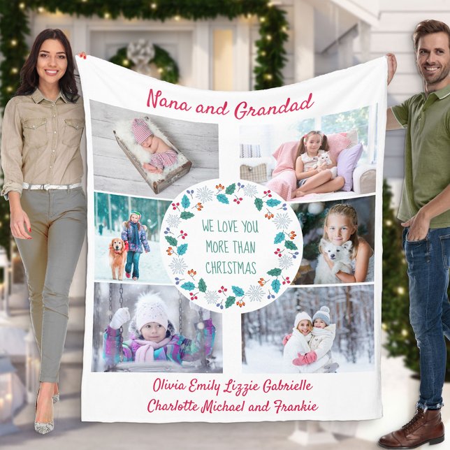 Photo Collage Nana & Grandad Winter Woodland Fleecefilt (Skapare uppladdad)