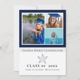 Photo Collage Nautical Navy Blue Starfish student Meddelande