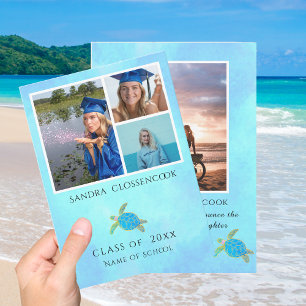 Photo Collage Nautical Turtle Blue Studenten Meddelande