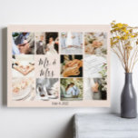 Photo Collage Newlyweds Skapar din egen moderna Canvastryck<br><div class="desc">Vackert skapa din egen 11-tums fotokollage med 14 x 11 tum. Modern design som du enkelt kan anpassa med dina egna foton. Den här knapphändiga fotokollagen kommer att berätta om din fantastisk bröllop. Med underbar manustypografi i svart "Mr. & Mrs" och anpassa datumet för giftermål. rosa är perfekt för alla...</div>