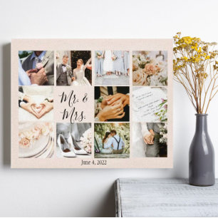 Photo Collage Newlyweds Skapar din egen moderna Canvastryck