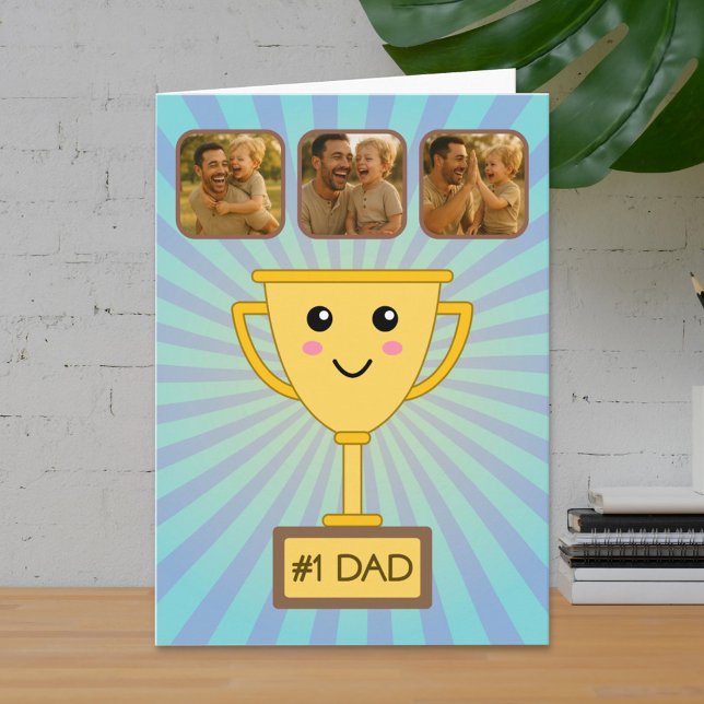 Photo Collage Number 1 Dad Trophy Kort (Skapare uppladdad)