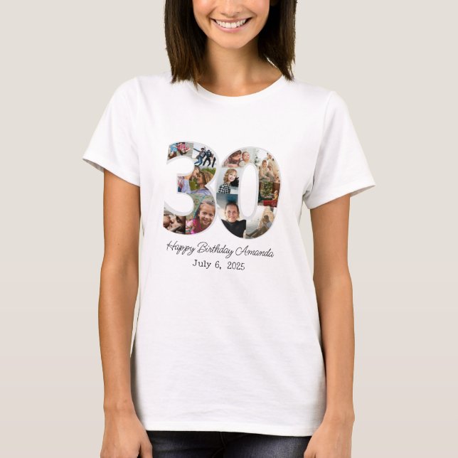 Photo Collage Number 30 - 30th Birthday T Shirt (Framsida)
