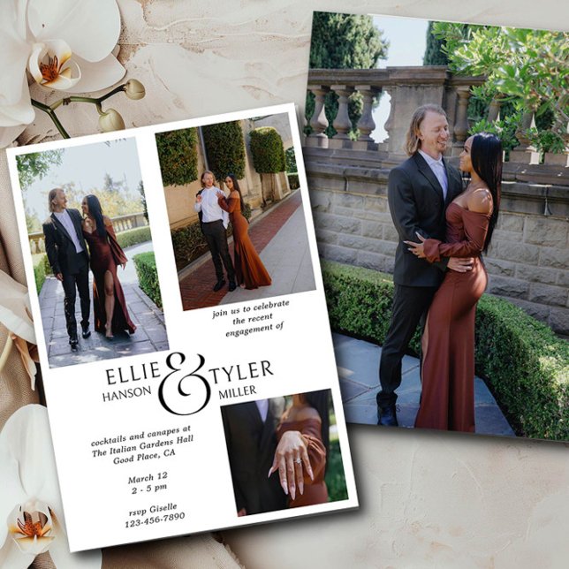 Photo Collage och Oversized Ampersand Förlovning Inbjudningar (Engagement Photo Invitation from the Engagement Party Invitations collection by Darling & May)