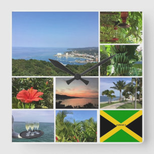 Photo Collage of Jamaica Fyrkantig Klocka