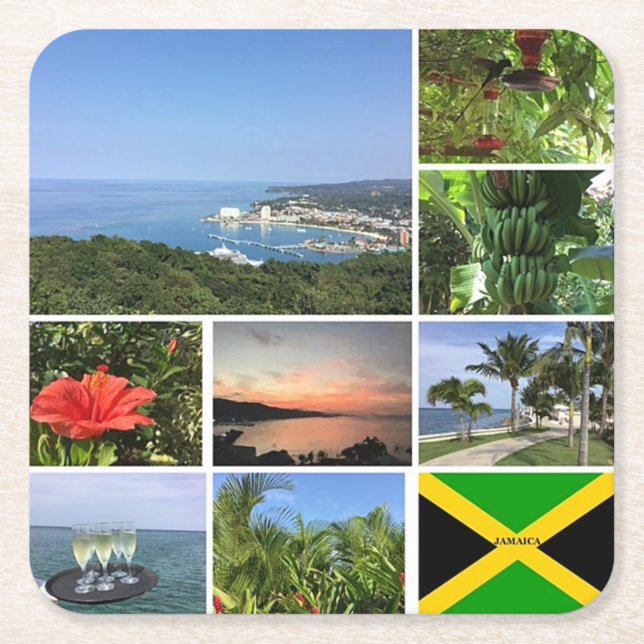 Photo Collage of Jamaica Underlägg Papper Kvadrat (Framsidan)