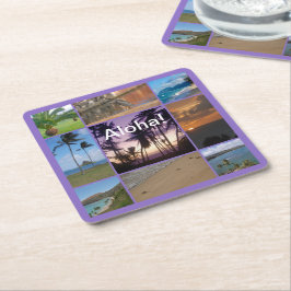 Photo Collage of Oahu, Hawaii Underlägg Papper Kvadrat