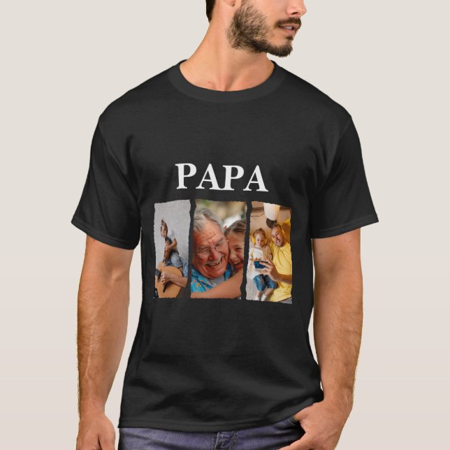 Photo Collage Papa D Gift  T Shirt (Framsida)