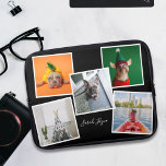 Photo Collage Personlig Black Laptop sleeve<br><div class="desc">Lägg till fem foton av din älskade hund (eller katt eller du) i den här samlingen och ditt namn. Platshållarfoton som används med behörighet under Kreativets kommandon</div>
