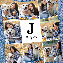 Photo Collage Personlig Monogram Pet Hund älskare Fleecefilt
