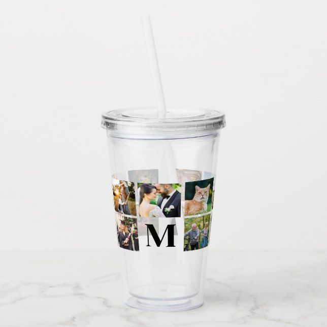 Photo Collage Personlig Monogram Take Away Mugg (Vänster)