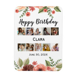 Photo Collage Personlig Script Birthday Magnet