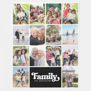 Photo Collage Retro Family 14 Bilder Fleecefilt