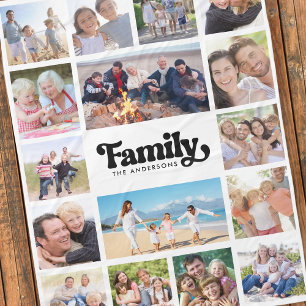 Photo Collage Retro Family 16 Bilder Fleecefilt