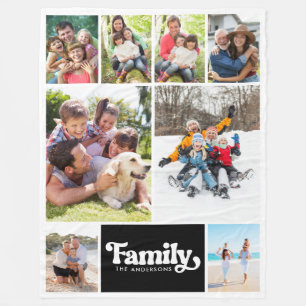 Photo Collage Retro Family 8 Bilder Fleecefilt
