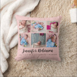 Photo Collage  Ro Monogrammed Birth Stat Kudde<br><div class="desc">Fotokudde vid födelseattentat,  perfekt för det nyfödda glädjesammet.</div>