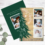 Photo Collage Rustic Wood Gräs Träd jul Julkort<br><div class="desc">Skicka glatt hälsning och fyra av bilderna med ett snyggt 4-helgdag-fotosamlingskort. Hälsning på den här mallen är enkelt att anpassa för att inkludera alla formuleringar, t.ex. God jul, Glad helg, Säsonhälsningar, nyårshandel osv. Den moderna utformningen av jordbruksföretaget stil har en vintage brun träbakgrund, en rustisk botanisk grönt vattenfärg gräs träd...</div>
