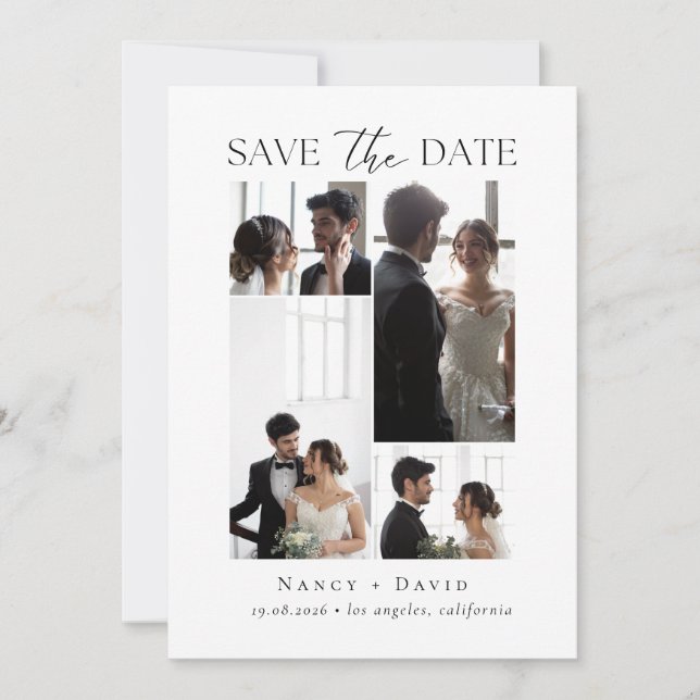 Photo Collage Script Typography Wedding  Spara Datumet (Framsida)