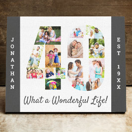 Photo Collage set in Number 40 Grått White Anpassn Canvastryck