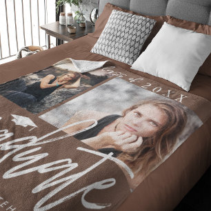 Photo Collage Studenten Fleece Blanket Tan