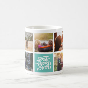 Photo Collage Teal, bästa Mamma någonsin-Personl Kaffemugg