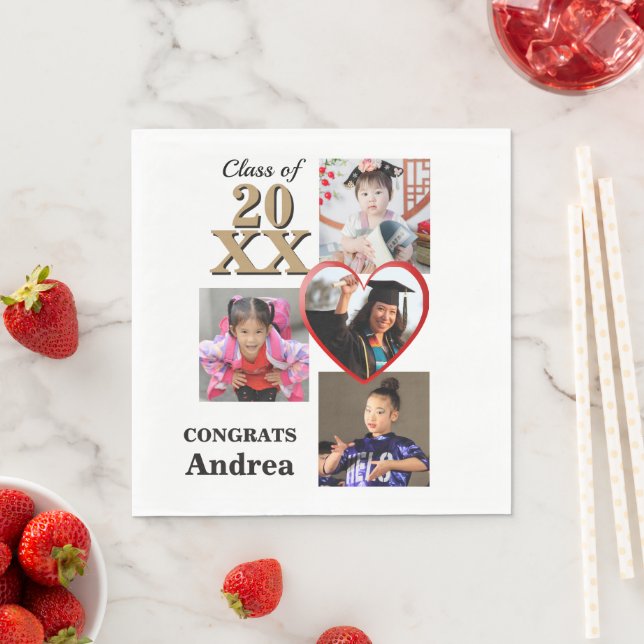 Photo Collage Through The Years Graduation Party Pappersservett (Insitu)